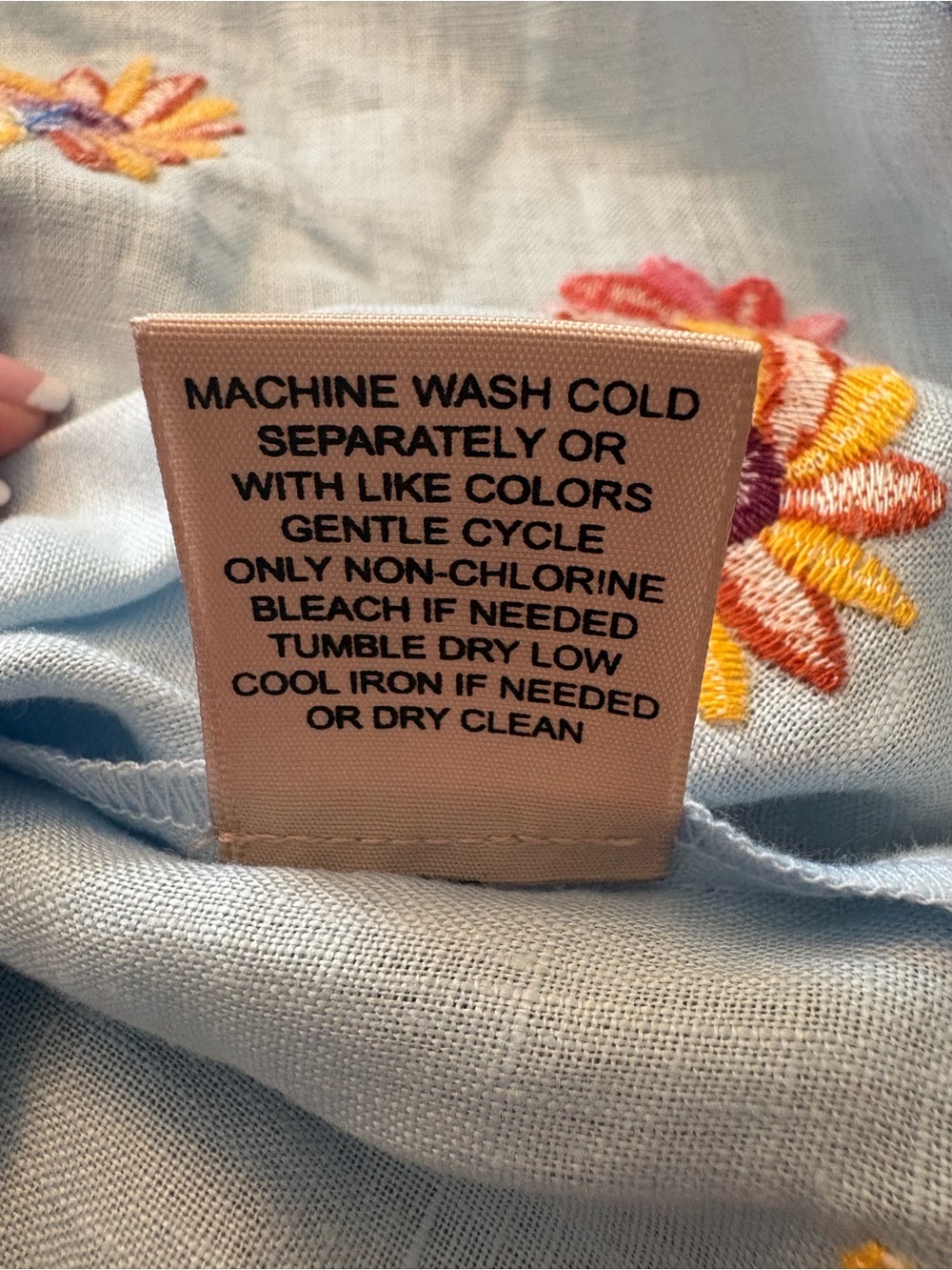 Philosophy Light Blue 100% Linen Dress with Embroidery - Picture 13 of 13